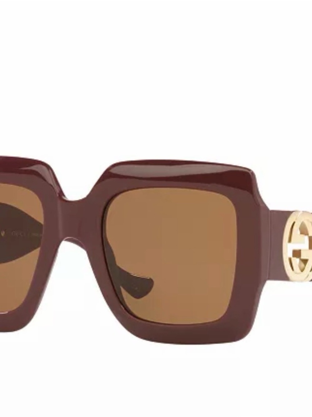 Gucci Women's Square Sunglasses in Deep Brown with Gold Logo